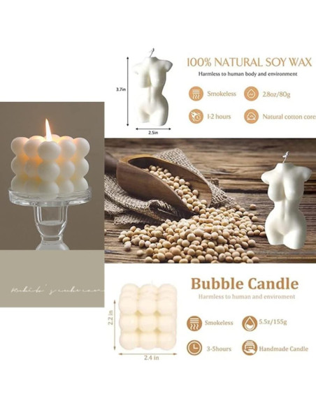 2 Velas Aromáticas Burbuja Cera de Soja OUKEYI Decoración