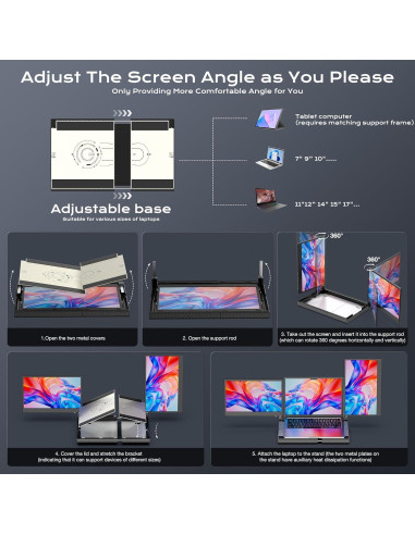 Monitor Portátil Doble 14'' FHD IPS SMISEACOW 1080P