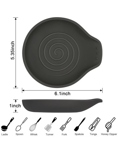 Soporte de Cuchara de Silicona VanlonPro Negro 15x13 cm