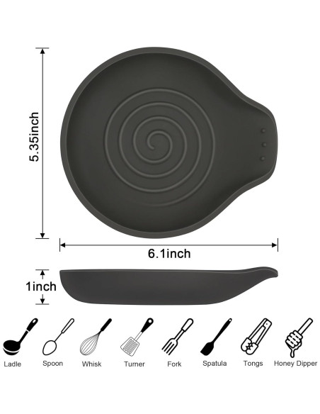 Soporte de Cuchara de Silicona VanlonPro Negro 15x13 cm Soporte de Cuchara de Silicona VanlonPro Negro 15x13 cm