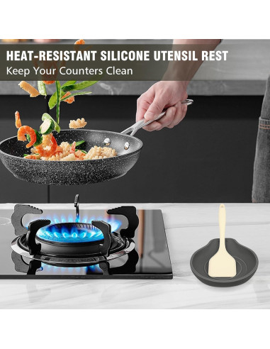 Soporte de Cuchara de Silicona VanlonPro Negro 15x13 cm