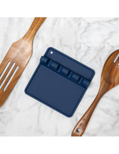 Soporte de Cuchara de Silicona Fox Run Azul Marino 4 Utensilios