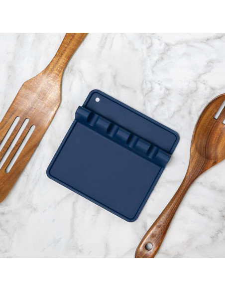 Soporte de Cuchara de Silicona Fox Run Azul Marino 4 Utensilios