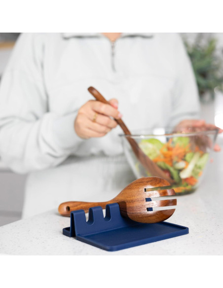 Soporte de Cuchara de Silicona Fox Run Azul Marino 4 Utensilios