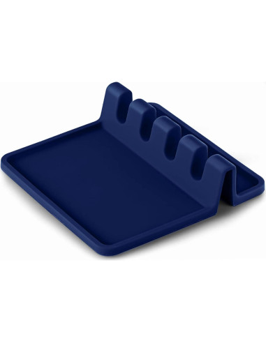 Soporte de Cuchara de Silicona Fox Run Azul Marino 4 Utensilios