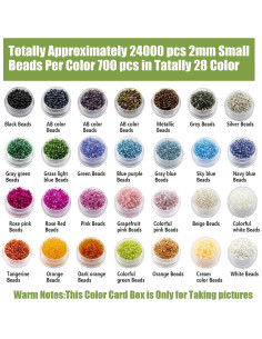 Kit de Cuentas de Vidrio 24000 Pcs Ybxjges 2mm 28 Colores 2