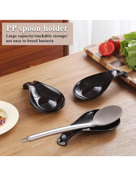 Soporte para cucharas de plástico ReaNea 4 piezas negro