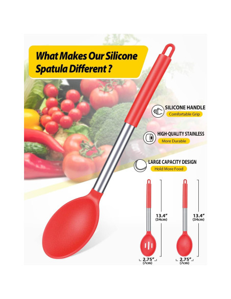 Paquete de 2 Cucharas de Silicona Grande BUNDLEPRO - Antiadherente y Resistente al Calor