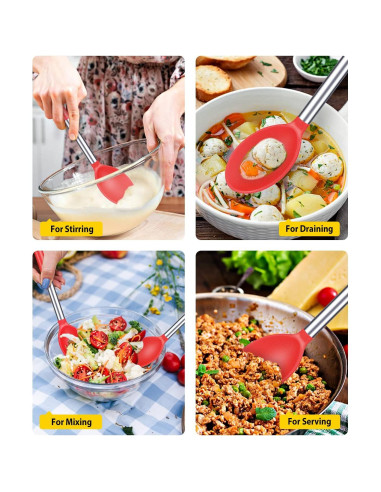 Paquete de 2 Cucharas de Silicona Grande BUNDLEPRO - Antiadherente y Resistente al Calor