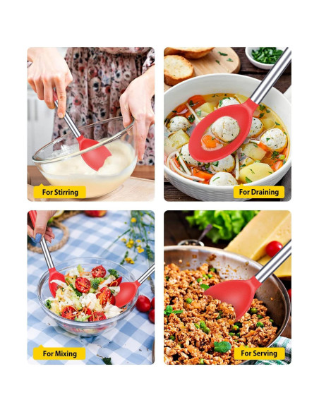 Paquete de 2 Cucharas de Silicona Grande BUNDLEPRO - Antiadherente y Resistente al Calor