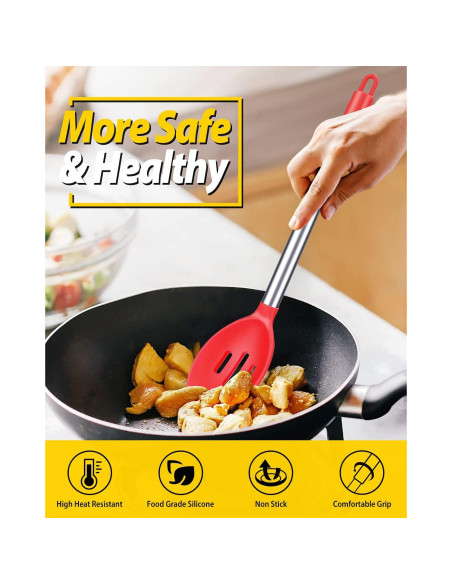 Paquete de 2 Cucharas de Silicona Grande BUNDLEPRO - Antiadherente y Resistente al Calor