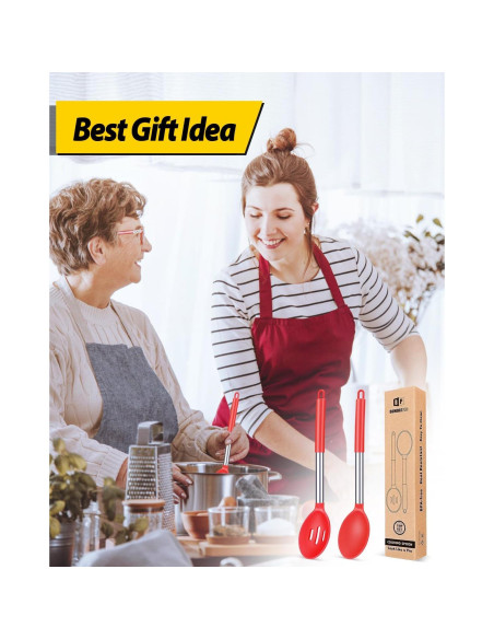 Paquete de 2 Cucharas de Silicona Grande BUNDLEPRO - Antiadherente y Resistente al Calor