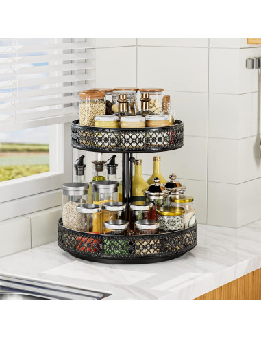 Organizador Giratorio de 2 Niveles OVICAR 30,48 cm Negro