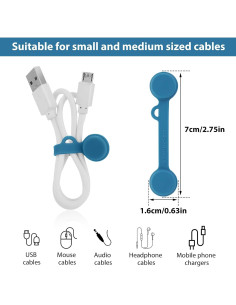 8 Correas Magnéticas de Silicona Lusofie para Cables 2