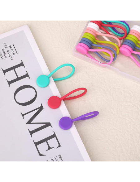 16 Clips Magnéticos KINBOM de Silicona para Cables - 8 Colores