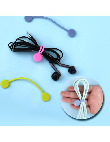 16 Clips Magnéticos KINBOM de Silicona para Cables - 8 Colores