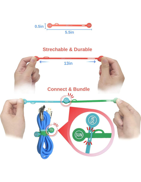 Organizadores Magnéticos de Cables SUNFICON 10 Pcs Multicolor