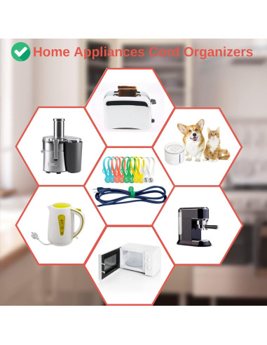 Organizadores Magnéticos de Cables SUNFICON 10 Pcs Multicolor