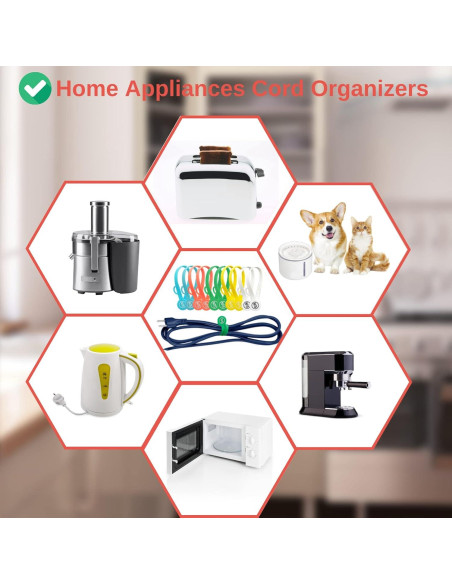 Organizadores Magnéticos de Cables SUNFICON 10 Pcs Multicolor