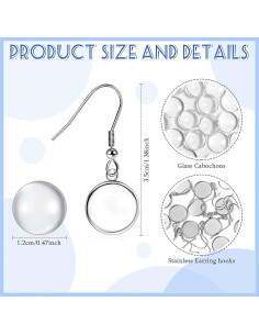 Hicarer 50 Piezas Ganchos de Alambre y Cabochones de Vidrio 12mm 2