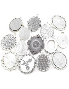 10 Bandejas Colgantes Youdiyla Ovaladas 30x40mm Plata Antigua 2