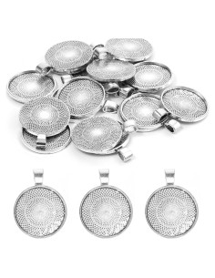 25 Bandejas de Pendientes Redondas Plata Antigua 25mm DIY