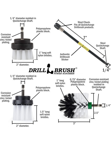 Kit de limpieza automotriz Drillbrush 7 piezas - Cepillos suaves
