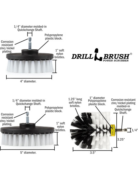 Kit de limpieza automotriz Drillbrush 7 piezas - Cepillos suaves
