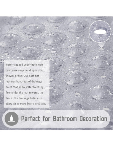 Alfombrilla de Ducha Antideslizante Yimobra 101,6 x 40,6 cm Gris