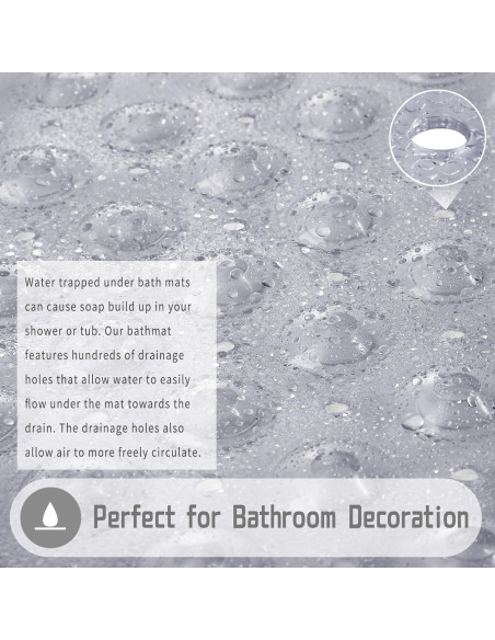 Alfombrilla de Ducha Antideslizante Yimobra 101,6 x 40,6 cm Gris