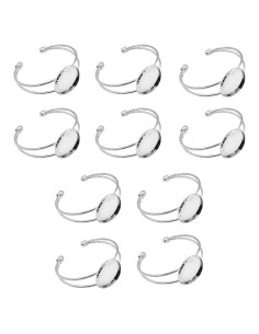 Bandeja de Cabochón Redonda Ajustable MIAO JIN 10 Pcs Plata