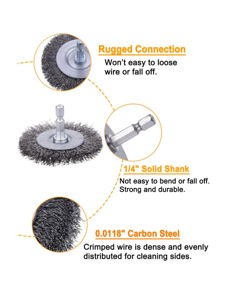 Juego de Cepillos de Alambre Rocaris 40 Piezas 1/4"