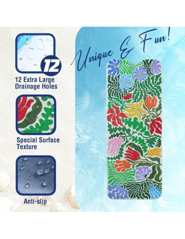 Alfombrilla de Baño Antideslizante Denifeiya 40x16 cm Floral