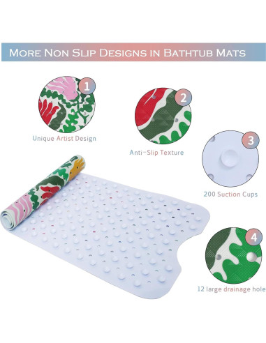 Alfombrilla de Baño Antideslizante Denifeiya 40x16 cm Floral