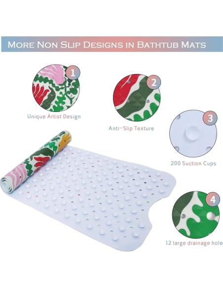 Alfombrilla de Baño Antideslizante Denifeiya 40x16 cm Floral