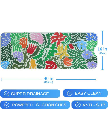 Alfombrilla de Baño Antideslizante Denifeiya 40x16 cm Floral