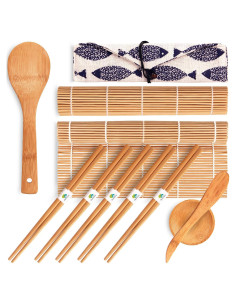 Kit de Hacer Sushi SmileTools - 11 Piezas de Bambú Ecológico