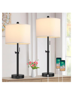 Juego de 2 Lámparas de Mesa Ajustables Kondras Negro