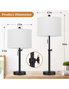 Juego de 2 Lámparas de Mesa Ajustables Kondras Negro 2