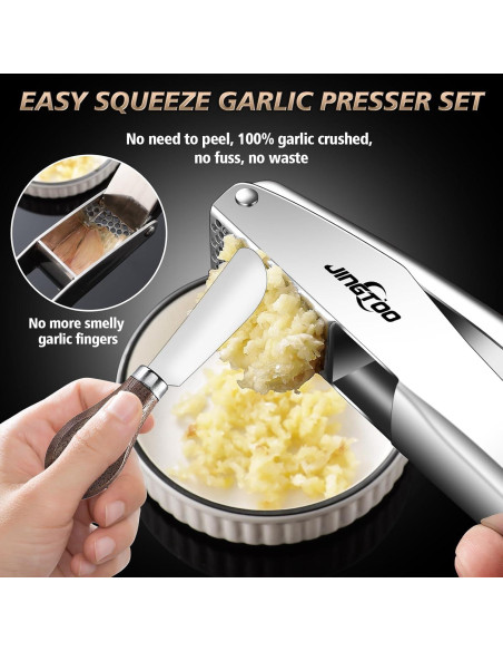 Prensa de Ajo JINGTOO Acero Inoxidable Ergonómica 18.5cm Prensa de Ajo JINGTOO Acero Inoxidable Ergonómica 18.5cm