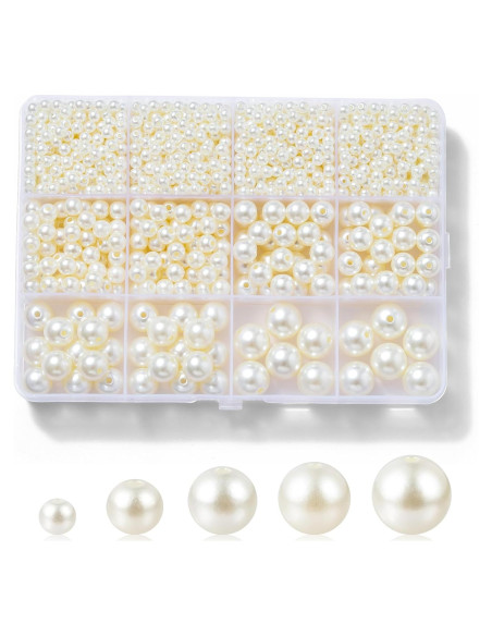 1200 Perlas Redondas para Joyería DIY Hudinsun - 5 Tamaños