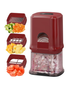 Picador de Verduras KEOUKE 3 Cuchillas Manual Rojo