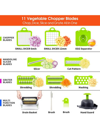 Picador de Verduras Amzeth 12 en 1 Acero Inoxidable 0.68 kg