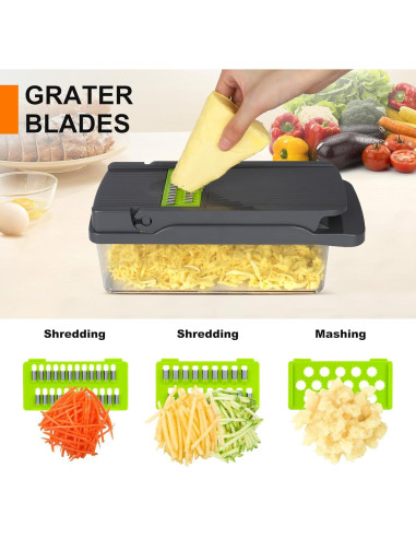 Picador de Verduras Amzeth 12 en 1 Acero Inoxidable 0.68 kg