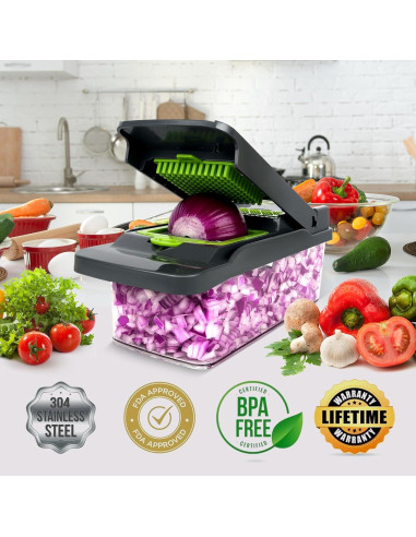 Picador de Verduras Amzeth 12 en 1 Acero Inoxidable 0.68 kg