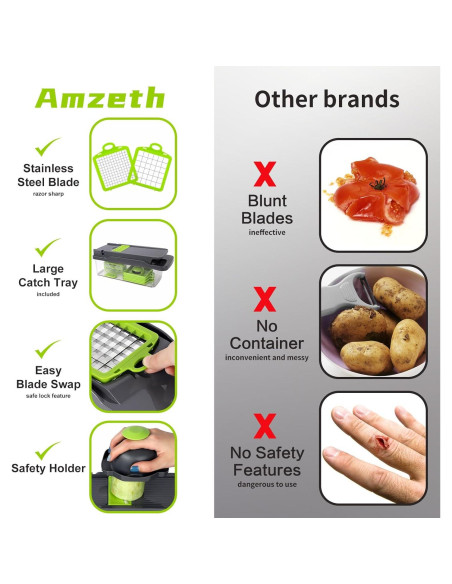 Picador de Verduras Amzeth 12 en 1 Acero Inoxidable 0.68 kg