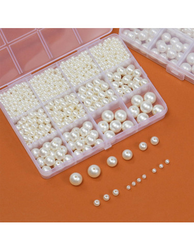 1200 Perlas Redondas para Joyería DIY Hudinsun - 5 Tamaños