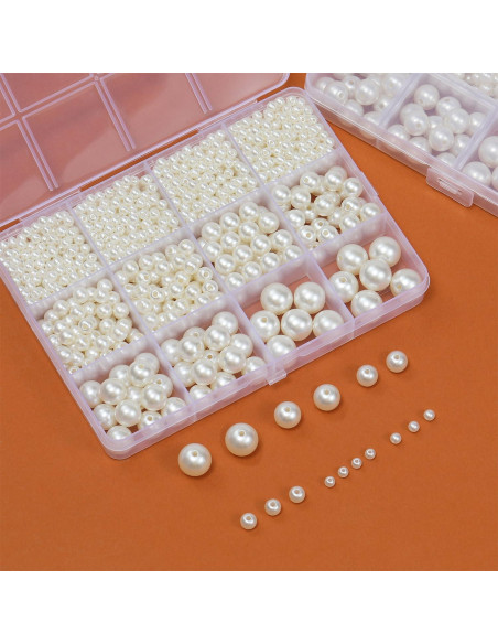 1200 Perlas Redondas para Joyería DIY Hudinsun - 5 Tamaños