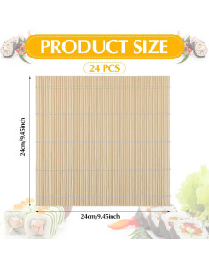 Hoolerry 24 Piezas Esteras de Bambú para Hacer Sushi 2