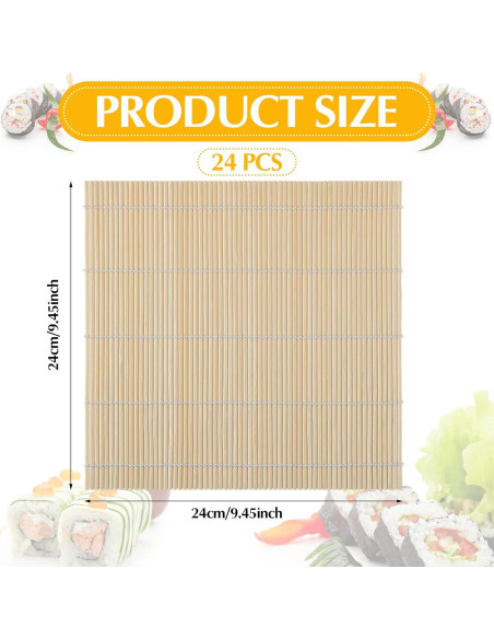 Hoolerry 24 Piezas Esteras de Bambú para Hacer Sushi